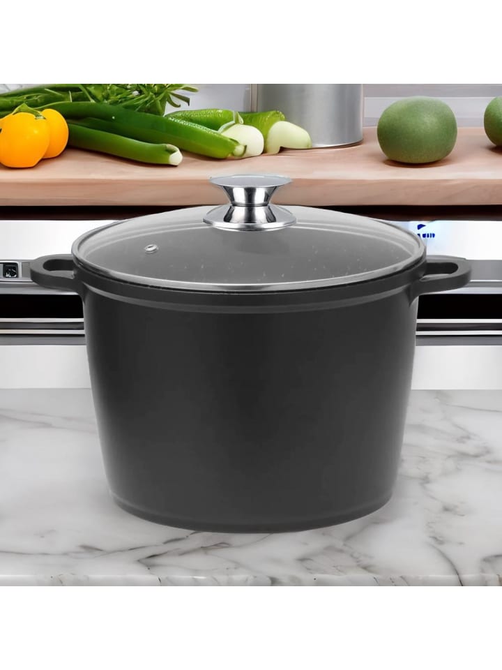 Cheffinger Tiefer Kochtopf Induktion Deckel Ø24/28cm in Schwarz günstig kaufen