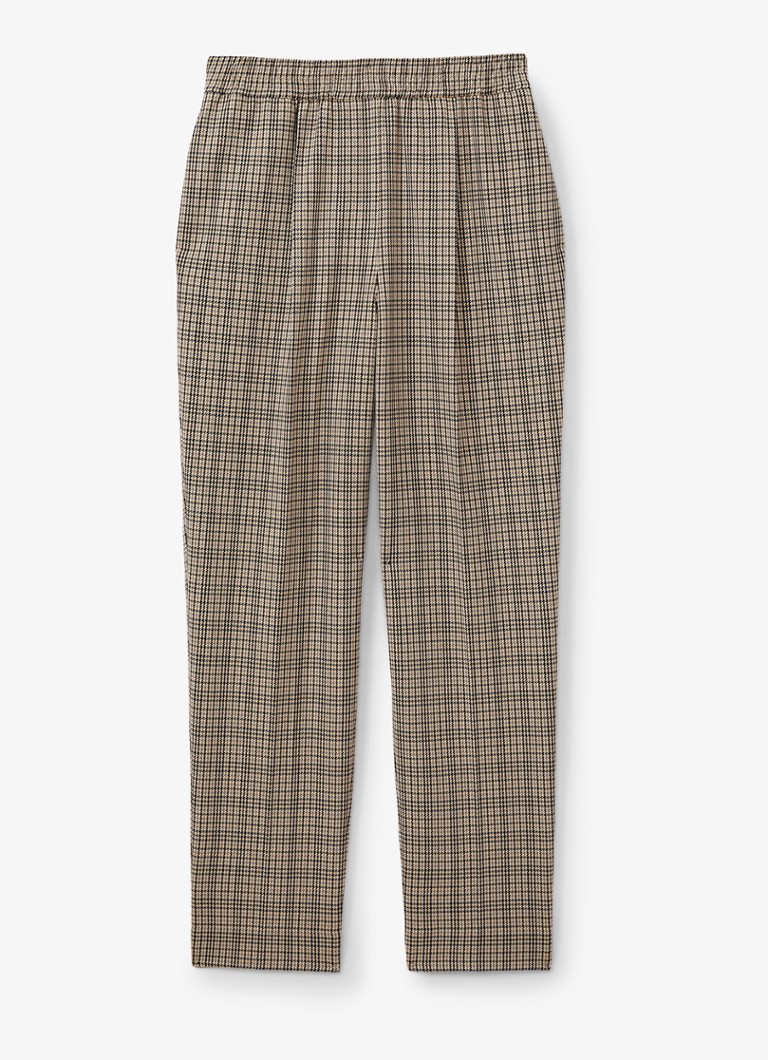 Reiss Karina high waist tapered fit trousers with houndstooth design