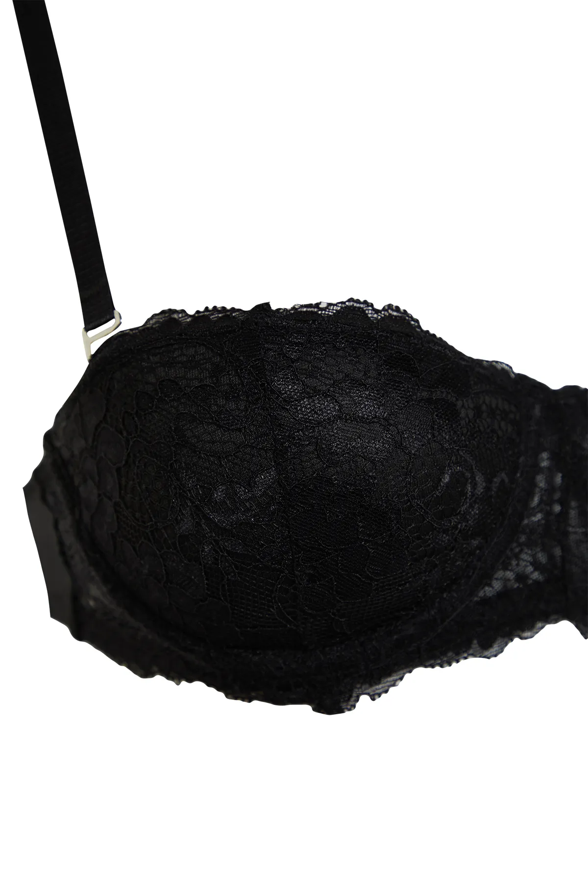 Trendyol Collection  Schwarzer Push-Up-BH aus Strick mit trägerlosen Spitzenträgern THMSS24SU00021