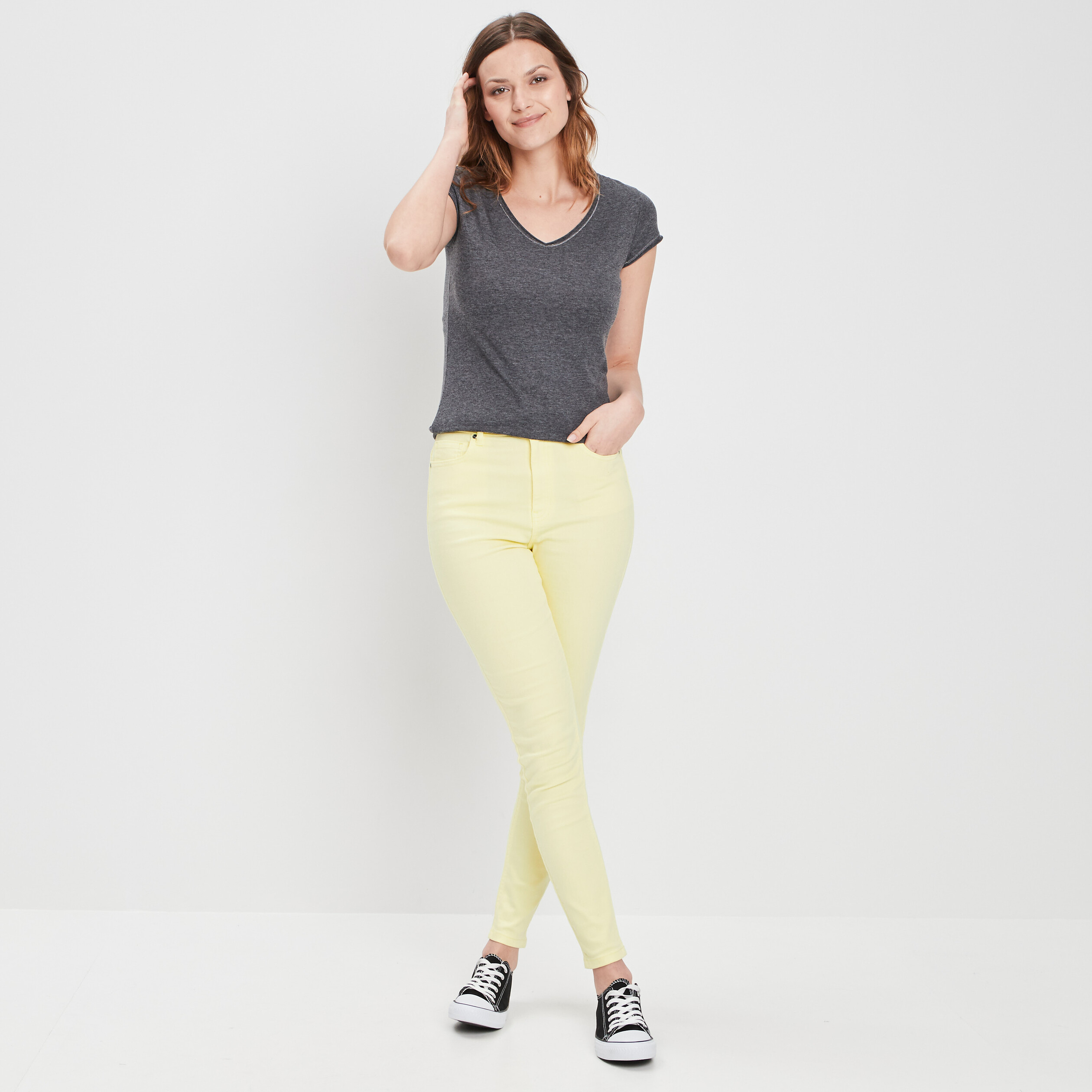 T-shirt manches courtes gris foncé femme | La Halle