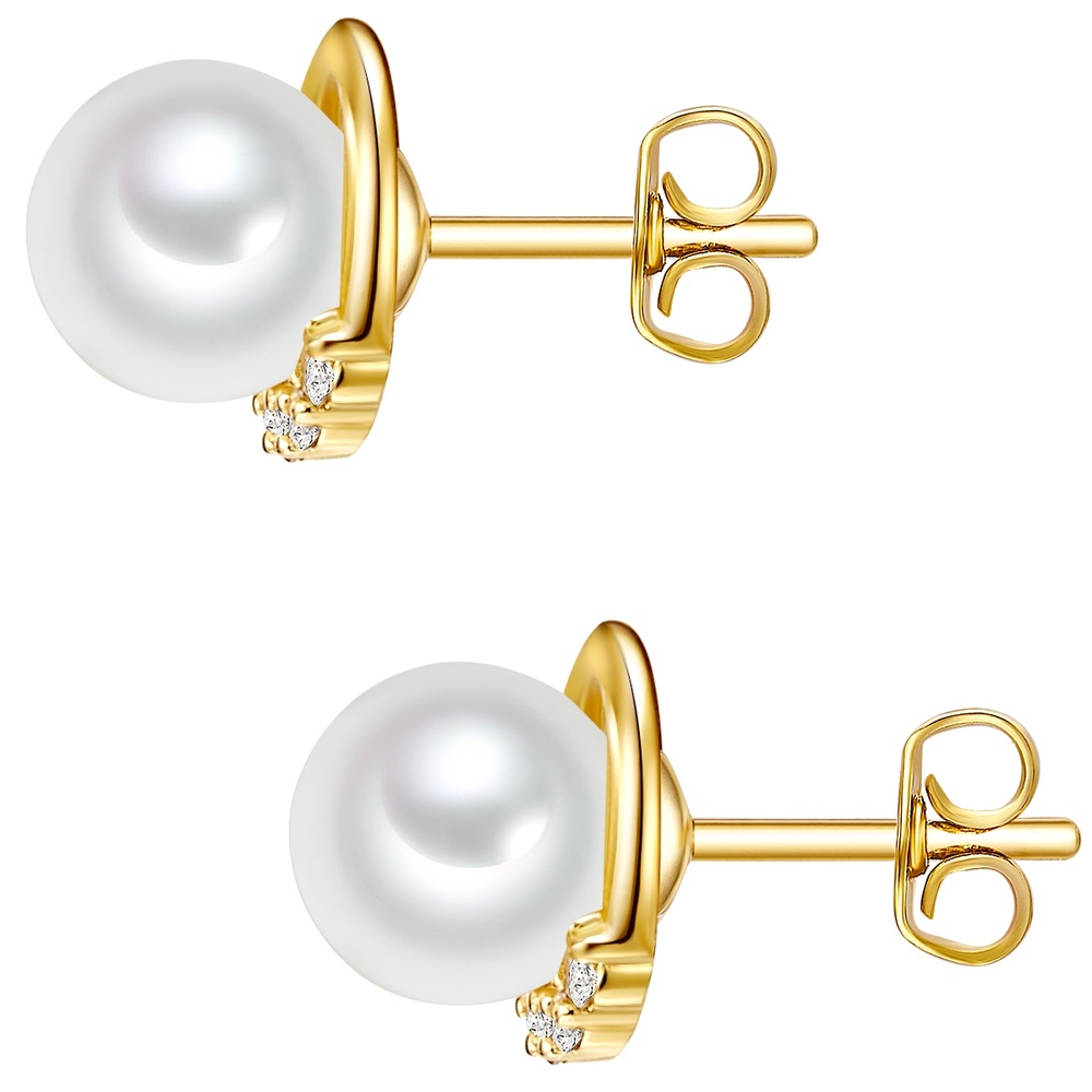 Rafaela Donata Puces d'oreilles en argent Argent sterling Oxyde de zirconium (CZ) Nacre en Or ja Boucles d'oreilles