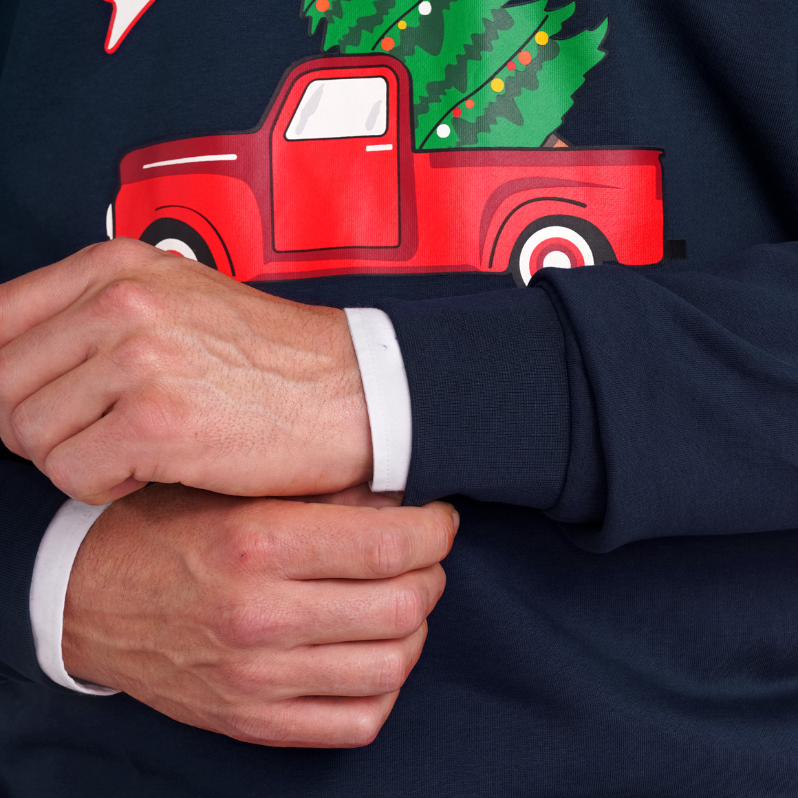 Herren Weihnachtssweatshirt mit Print dunkelblau