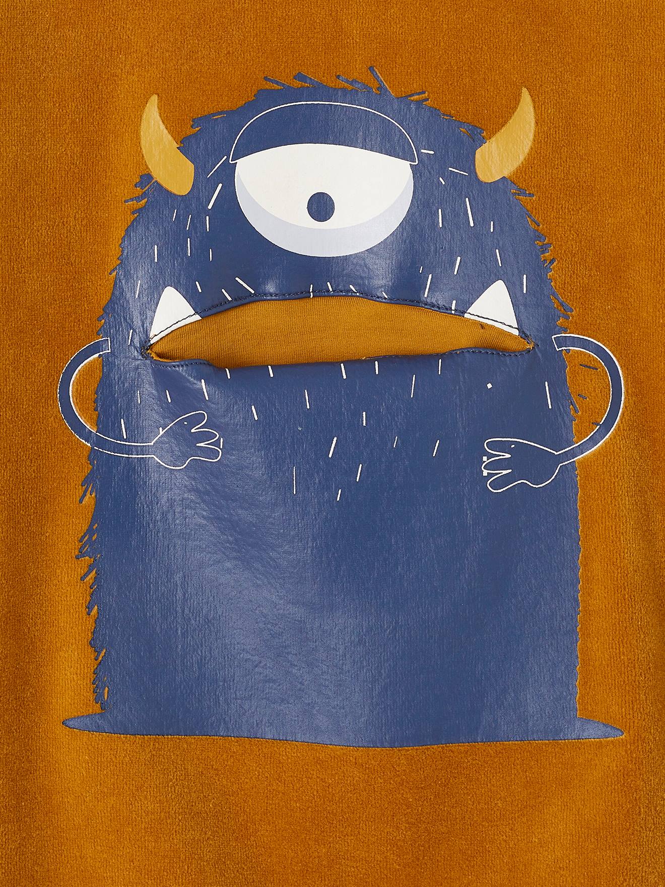 Pyjama ludique monstre velours garçon caramel