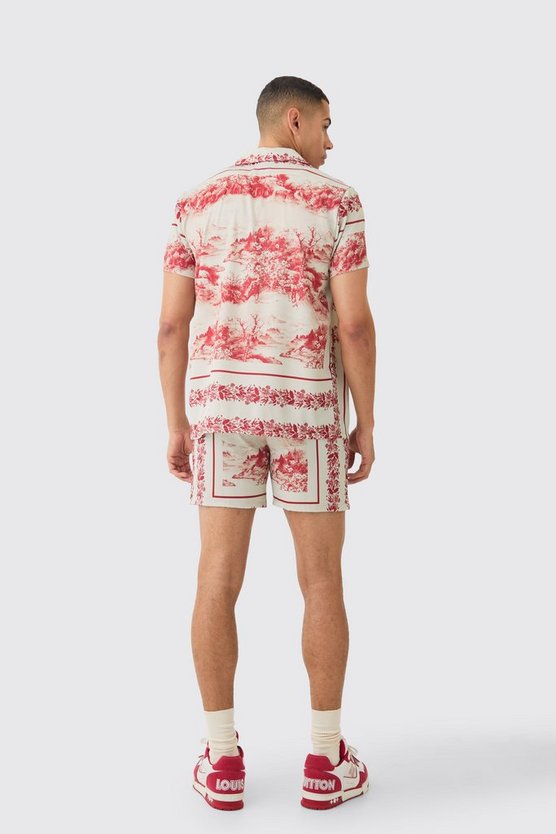 Kurzärmliges Satin-Hemd & Shorts