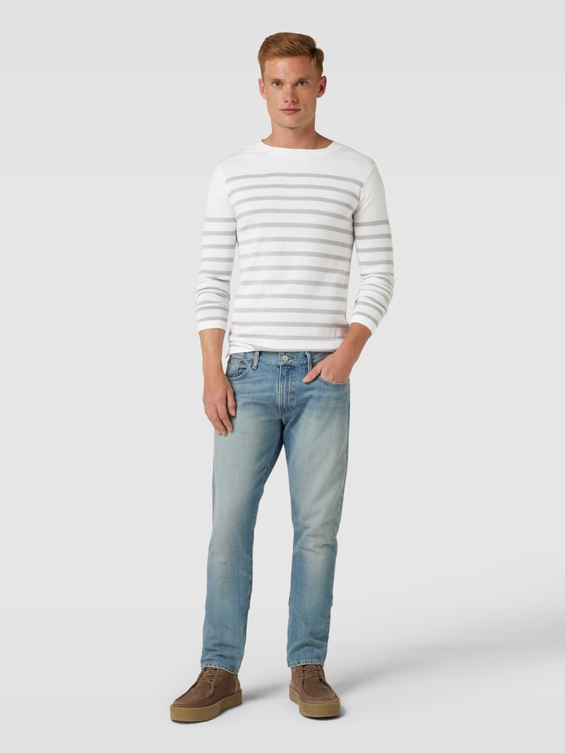 Strickpullover mit Streifenmuster Modell 'Deaton' in weiß