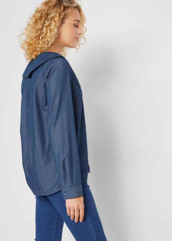 Jeansbluse mit Kragen