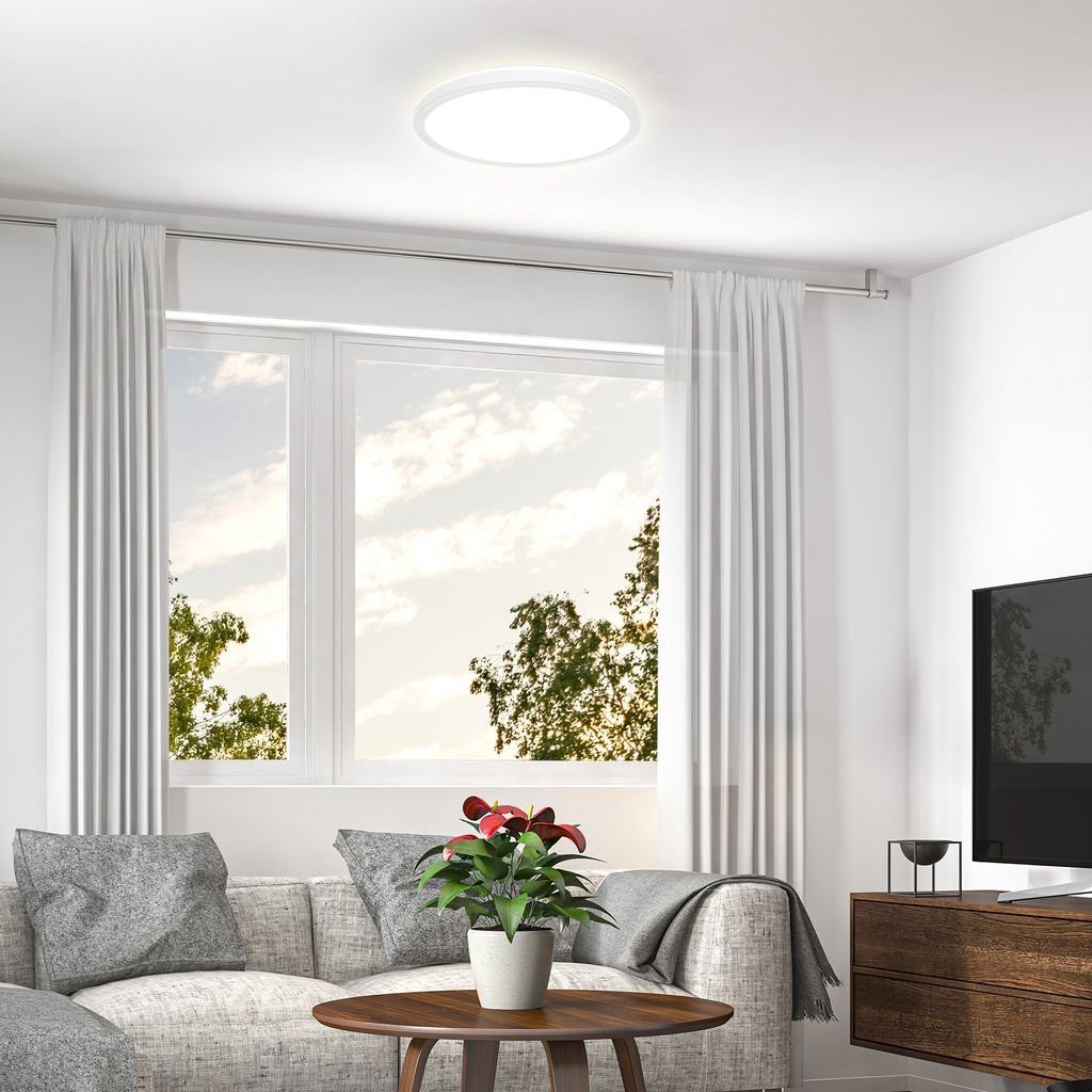 B.K.Licht Deckenleuchte Deckenlampe 18W 2.400lm IP44 4.000K - BKL1558, LED fest integriert, Spritzwasserschutz Ultraflach Ø290x35 mm (DxH)