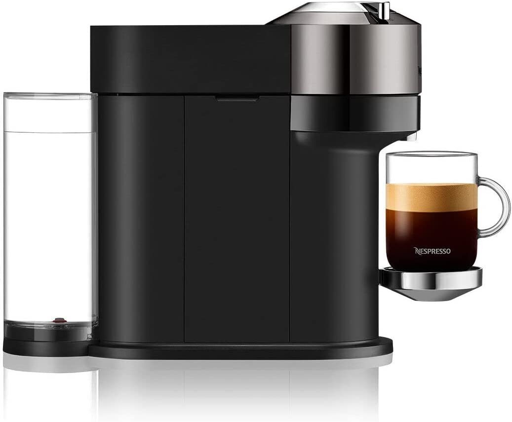 Krups Kapselmaschine Vertuo Next Chrome XN910C Kaffeemaschine, Aeroccino 3 Milchaufschäumer, 1x1, Röstmischungs 1,1L Wassertank, Kapselerkennung, 5 Tassengrößen