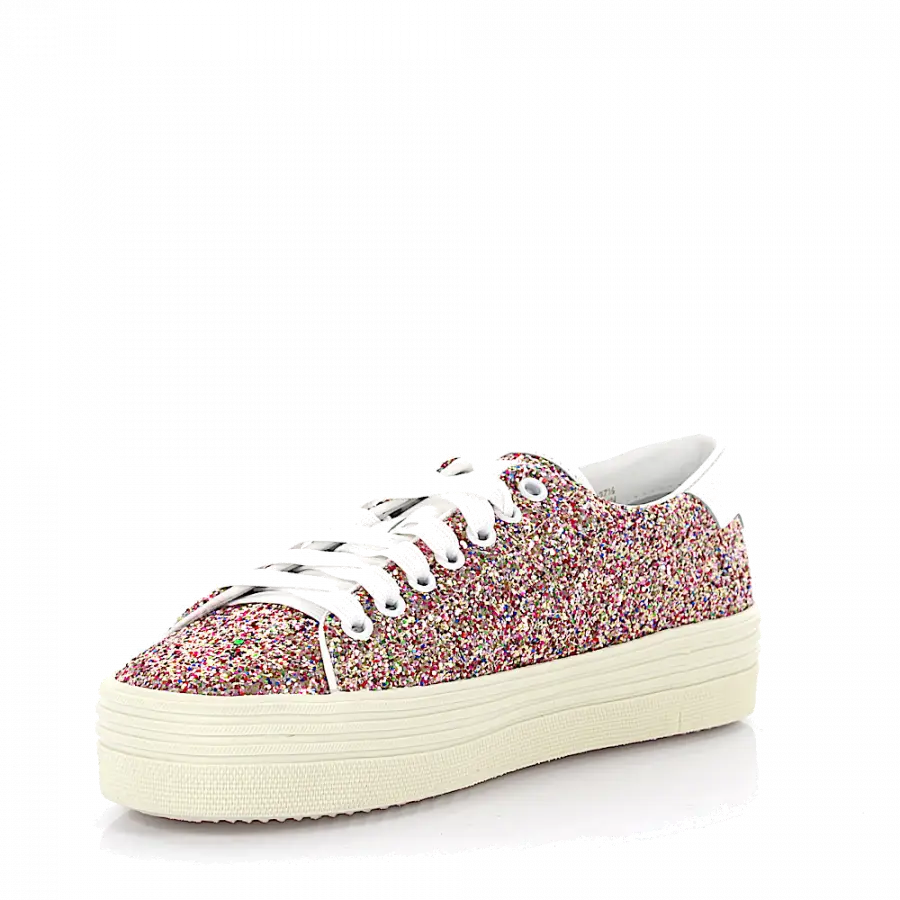 Saint Laurent - Sneaker low Kalbsleder Glitzer weiß bunt - pink