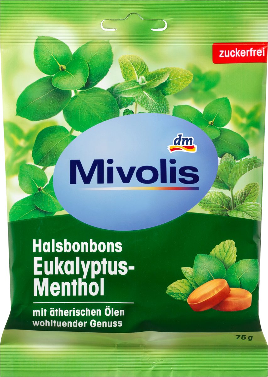 Bonbon, Eukalyptus-Menthol, zuckerfrei, 75 g