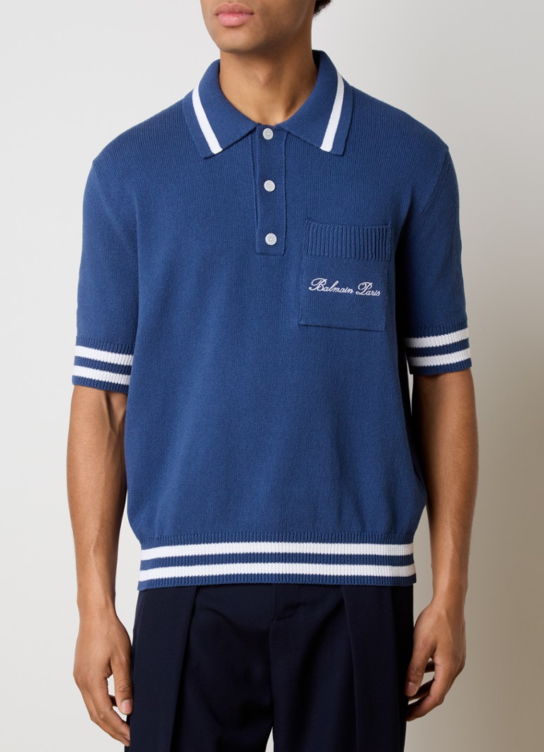Balmain Fine-knit regular fit polo in lyocell blend with logo embroidery