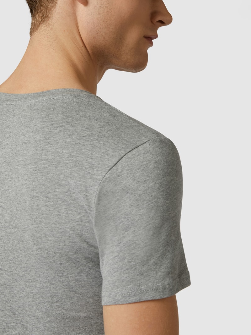 T-Shirt mit Stretch-Anteil im 2er-Pack Modell 'Caris' in mittelgrau meliert