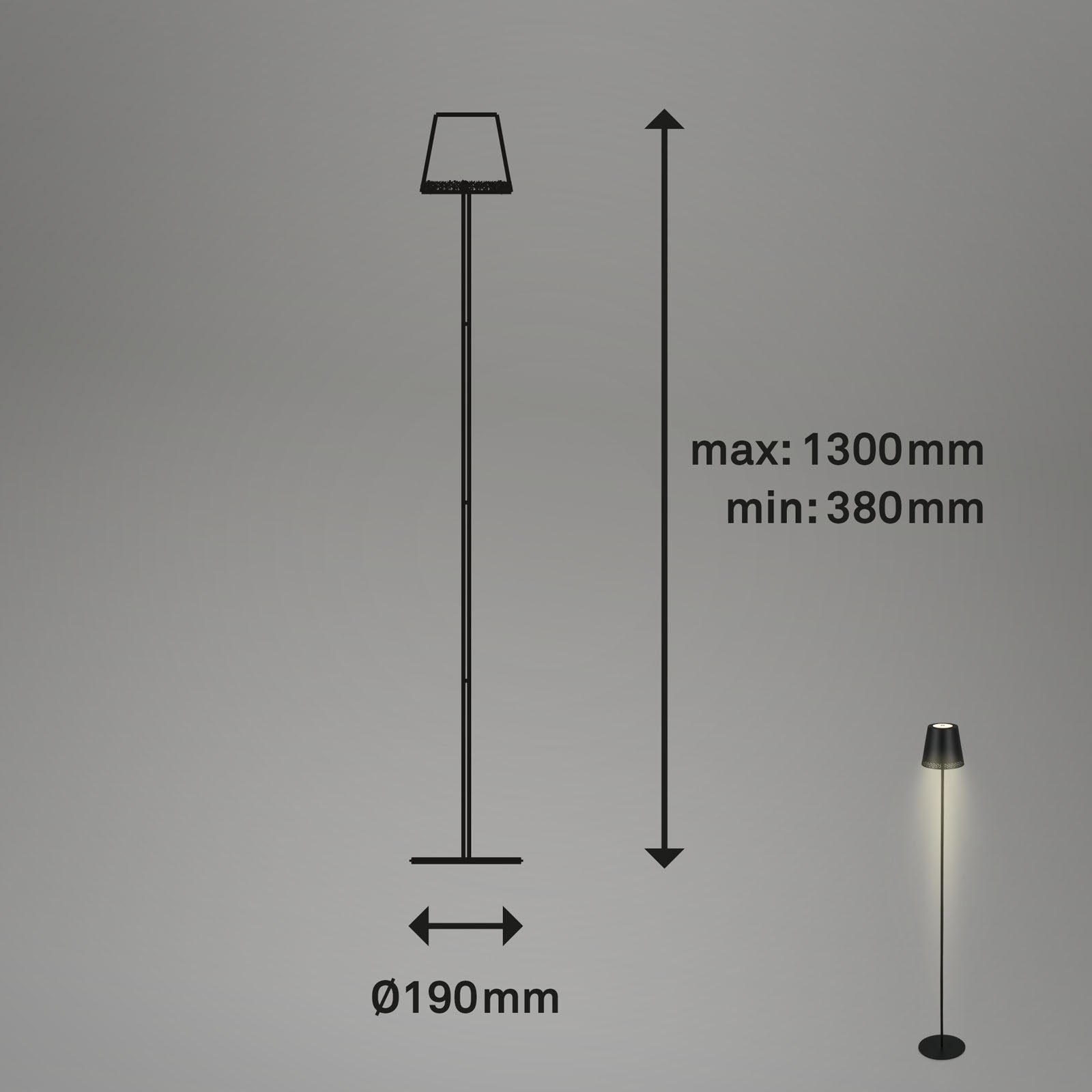 Briloner Leuchten LED Außen-Stehlampe 1438015, LED fest verbaut, Warmweiß, 5m, USB, mit Kabelschalter, einmalig kürzbar, IP20