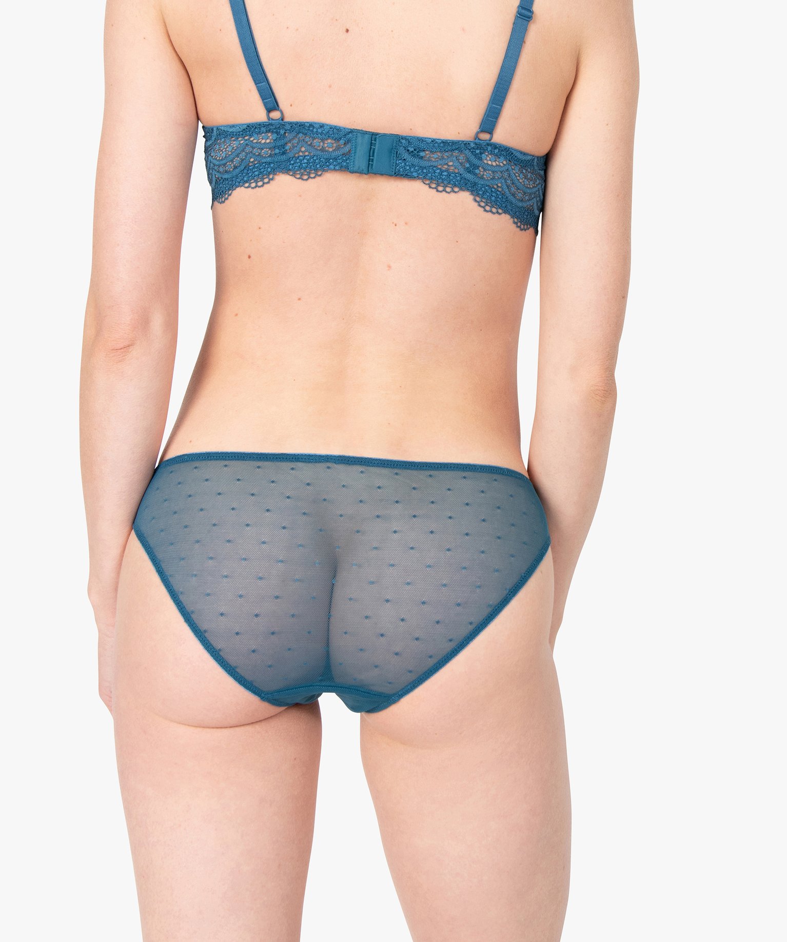 Culotte en dentelle et tulle femme (lot de 2) bleu | GEMO