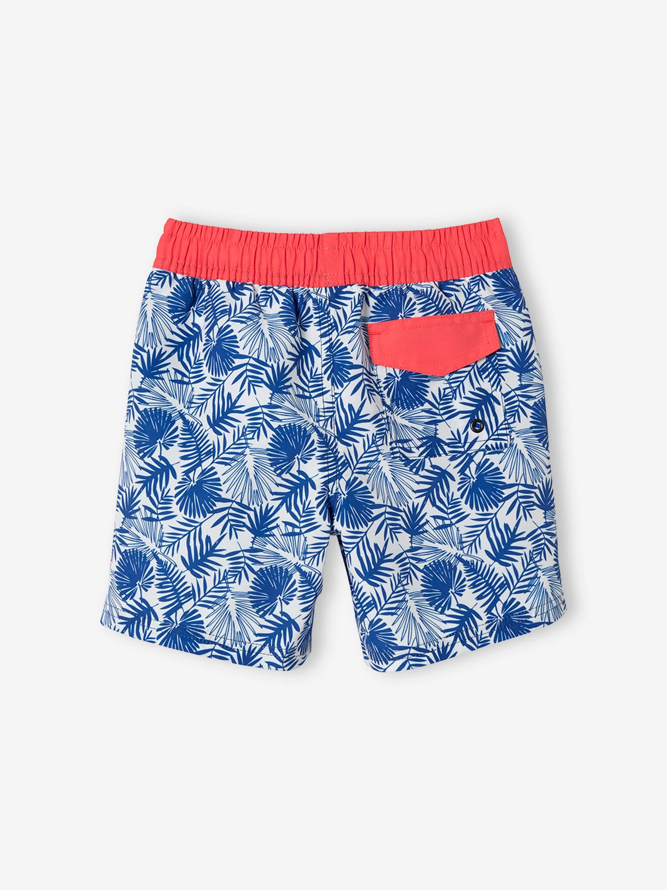 Vertbaudet Jungen Badehose, Blätter-Print - blau bedruckt