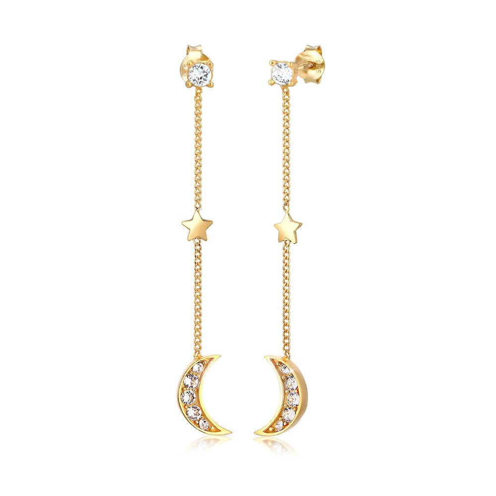 Elli Elli Boucles d'Oreilles Astro Étoile Demi-Lune Pendentif Boucles d'Oreilles Femme Boucles d'oreilles