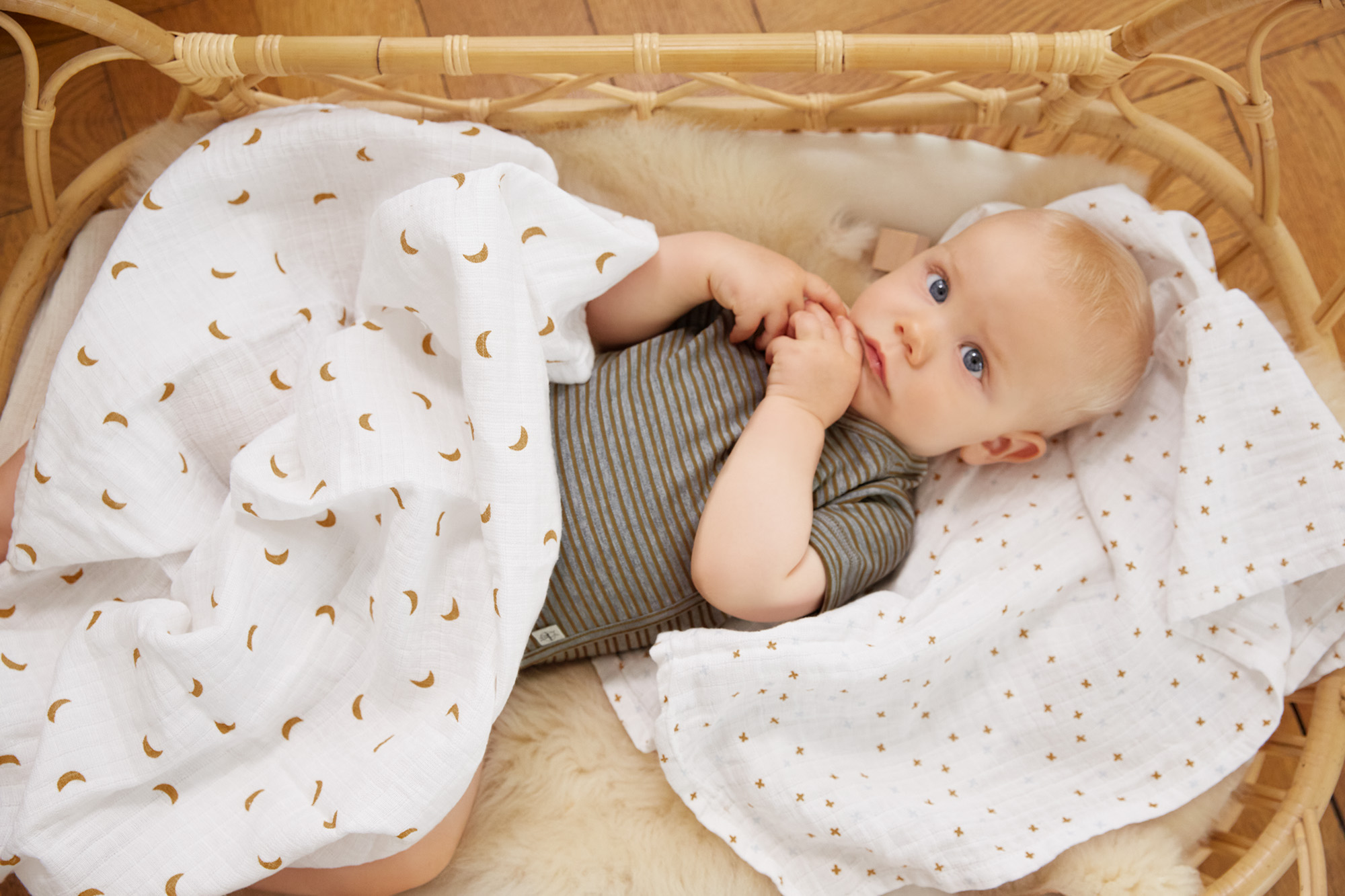 Baby Body kurzarm - Bio Baumwolle, Streifen, Grau meliert