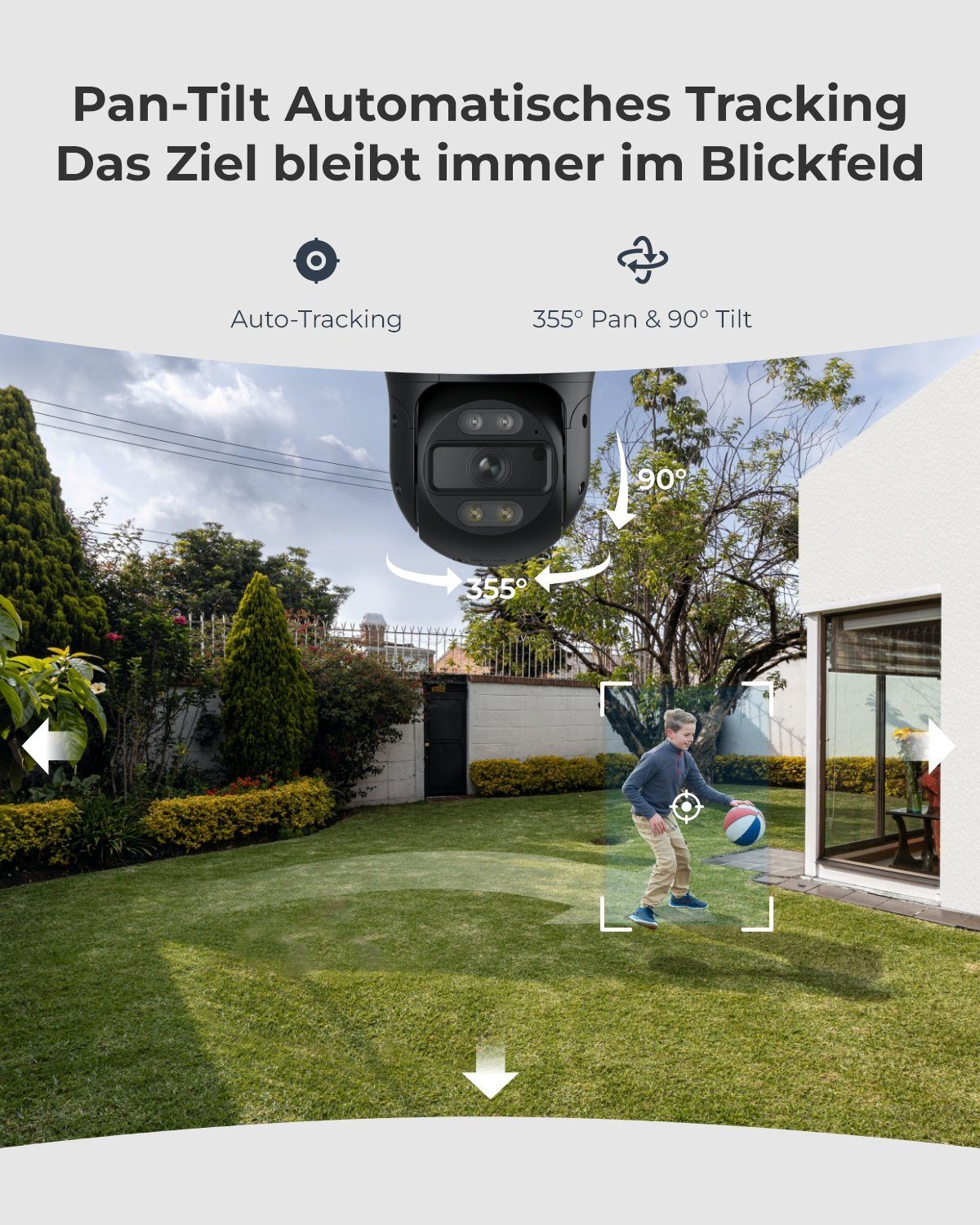 Reolink 4K Pan-Tilt mit Smarte Auto-Tracking T81 Überwachungskamera (Außenbereich, Innenbereich, Strom und Netzwerk-Verbindung über Ethernet-Kabel, Personen-/Fahrzeugerkennung, Haustiererkennung, Zwei-Wege-Audio, 4K 8MP)