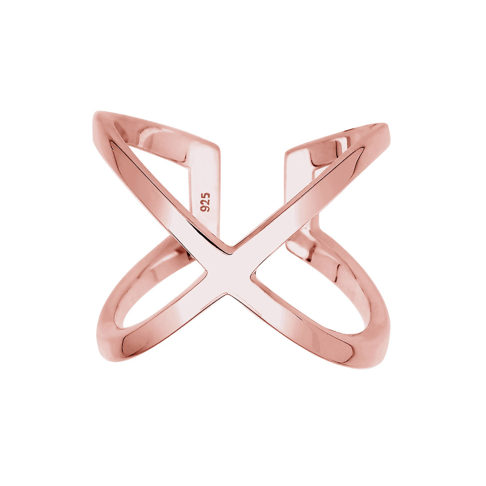 Elli Elli by Julie & Grace Bague Croix 925 Argent Or rose, Anneau de croisement, Femel Bague