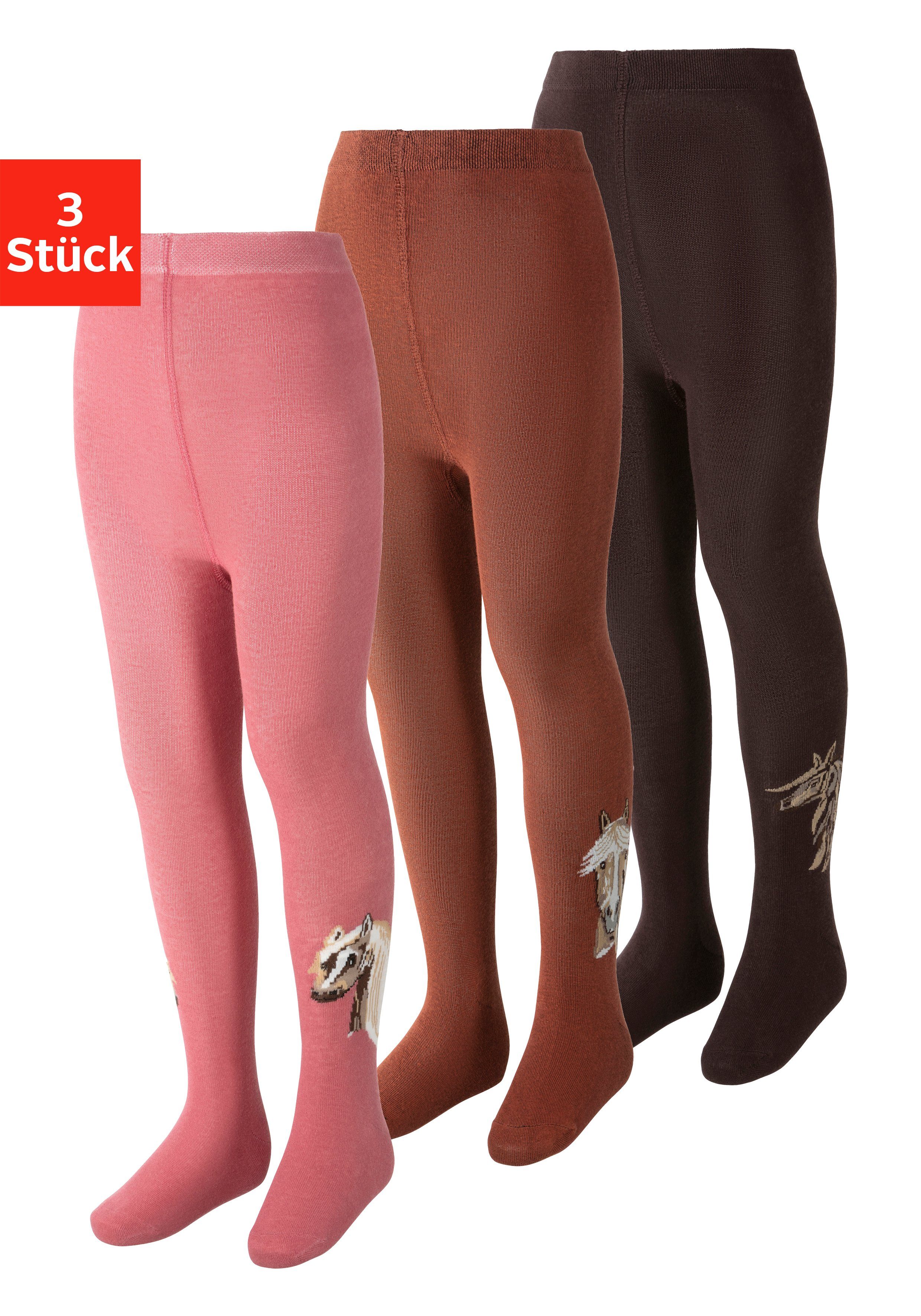 H.I.S Strickstrumpfhose (Packung 3 St) mit Pferde Motiven