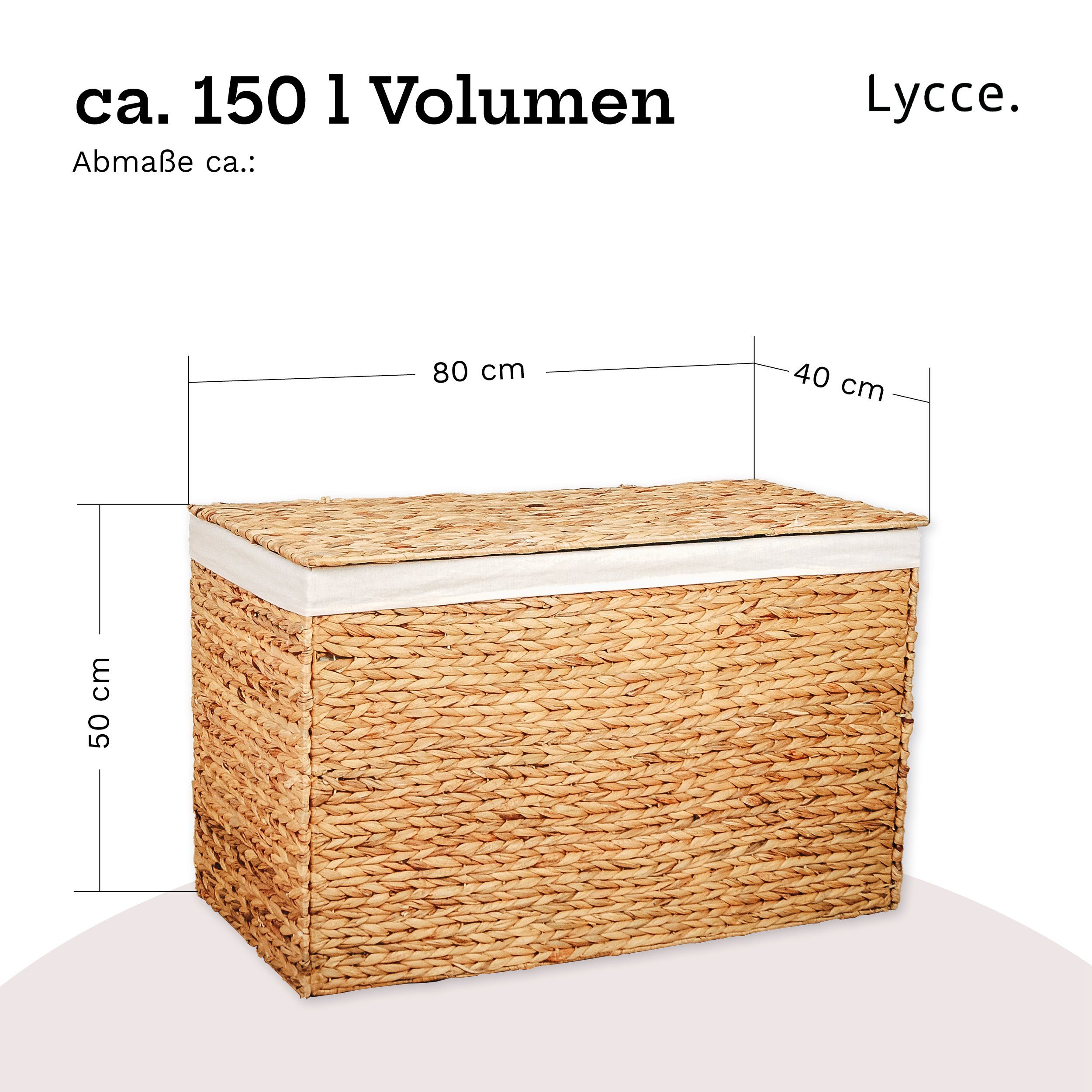 animal-design Wäschetruhe, Wäschekorb 3 Fächer 150 l Wäschesortierer Wasserhyazinthe natur