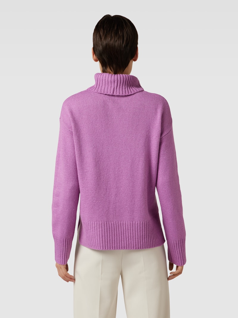 Strickpullover mit Zopfmuster in violett