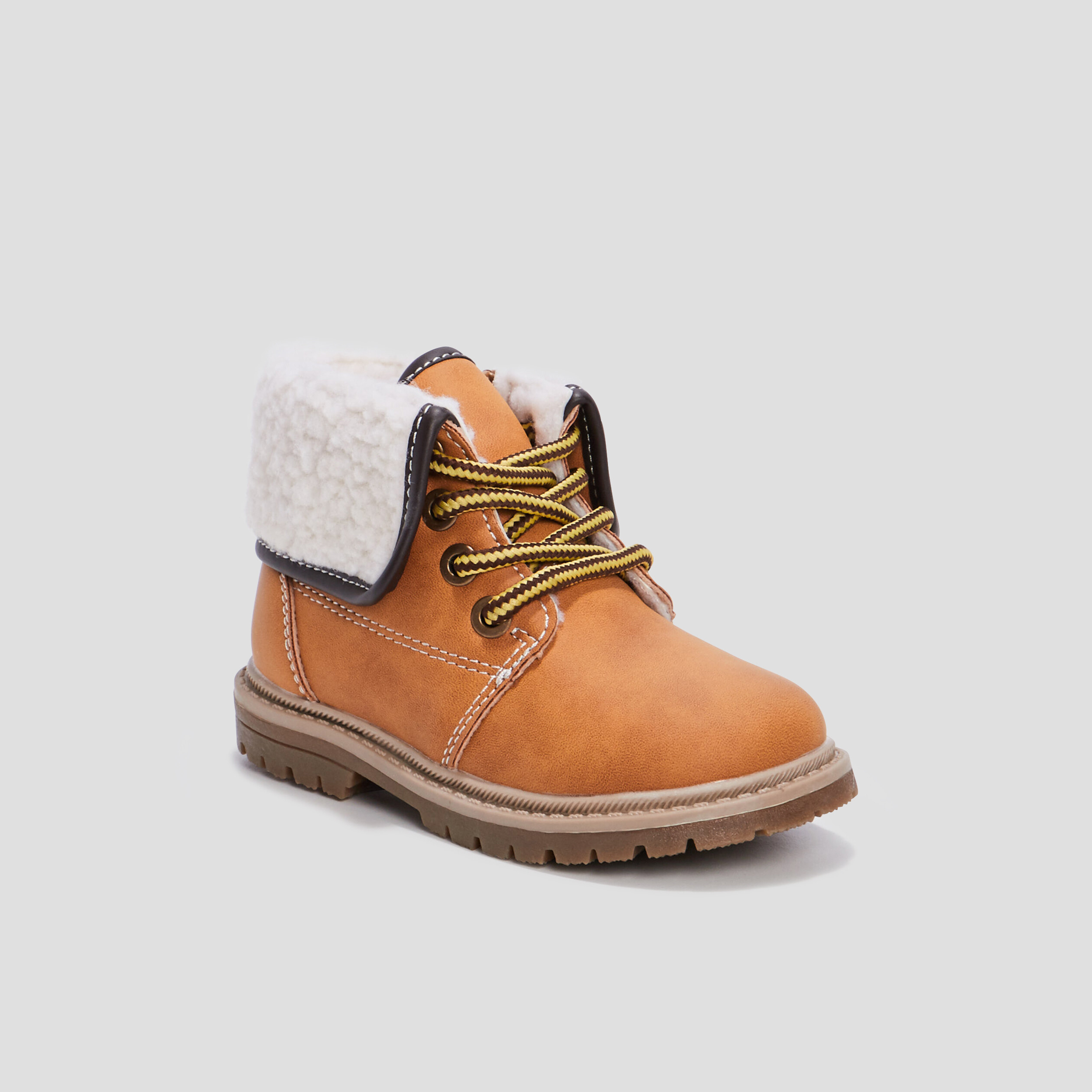 Bottines plates fourrées zippées camel bébé garçon | La Halle