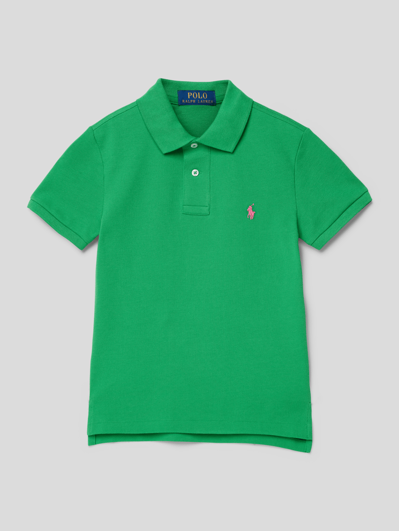 Slim Fit Poloshirt mit Strukturmuster in grün