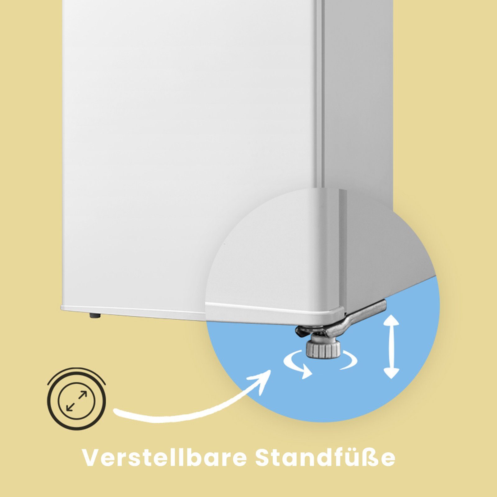 comfee Kühlschrank RCD80WH2(E), 84.5 cm hoch, 47.5 cm breit, Verstellbarer Fuß, Herausnehmbares Regal, Geringes Rauschen