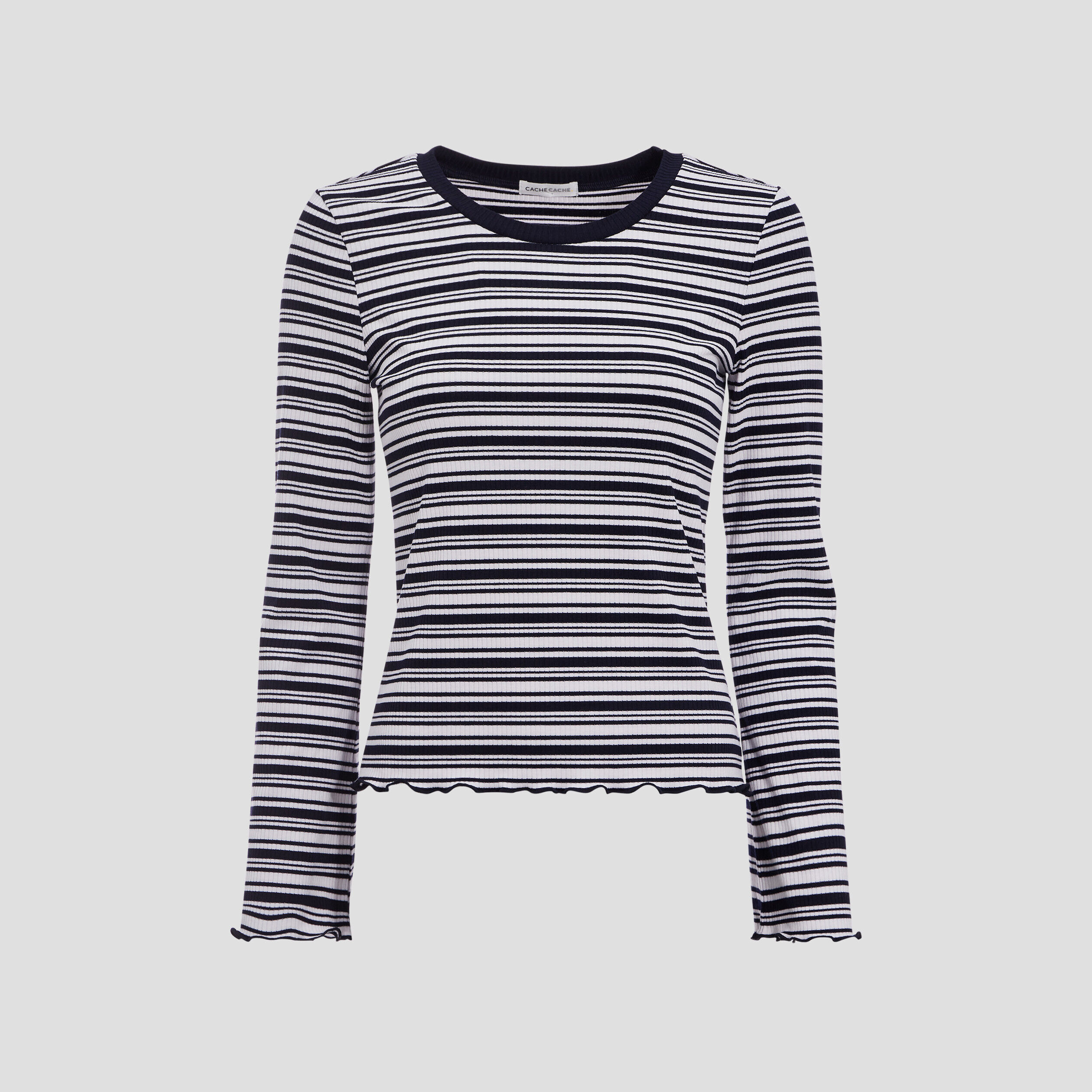 T-shirt manches longues bleu marine femme | Cache Cache