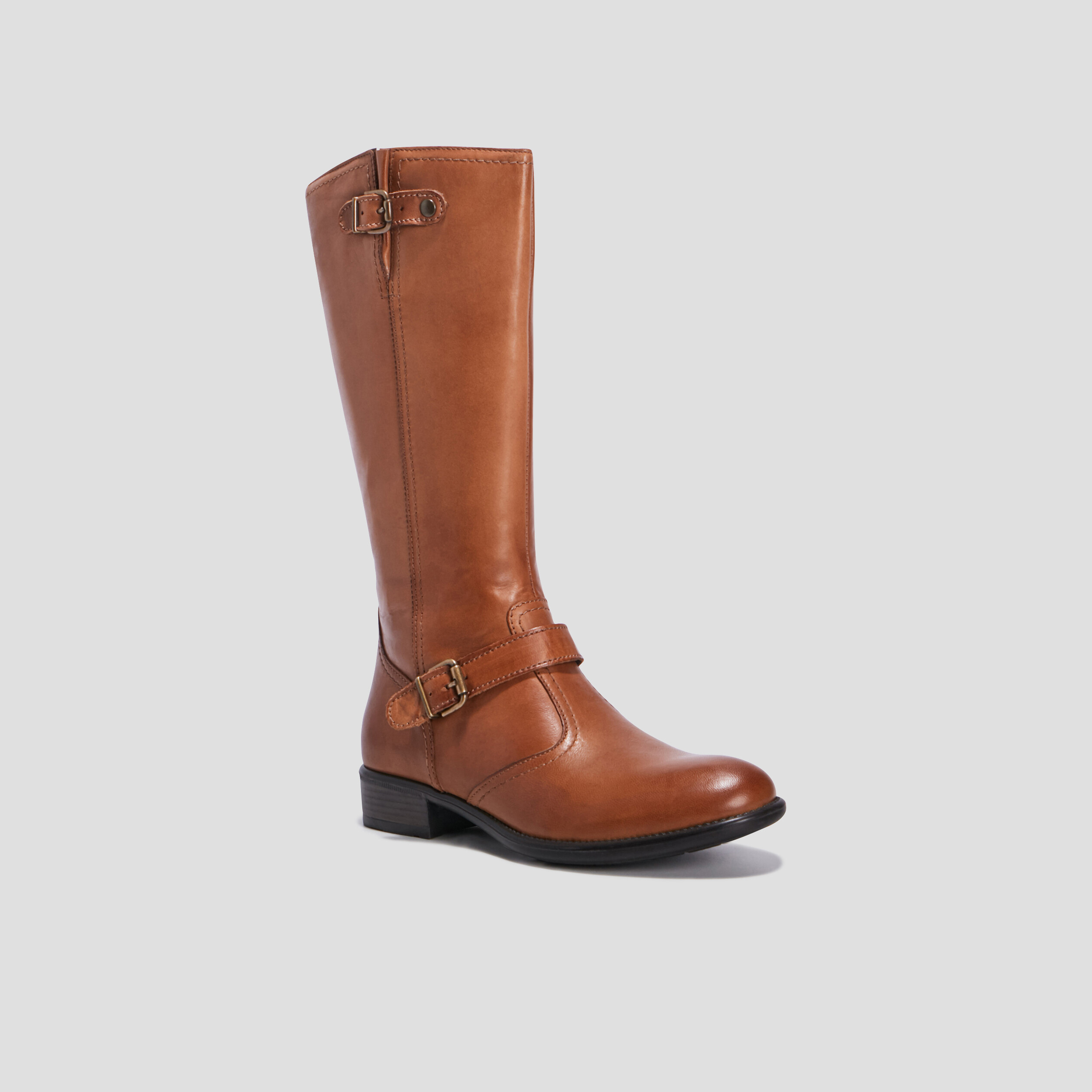 Bottes cavalières zippées en cuir camel fille | La Halle