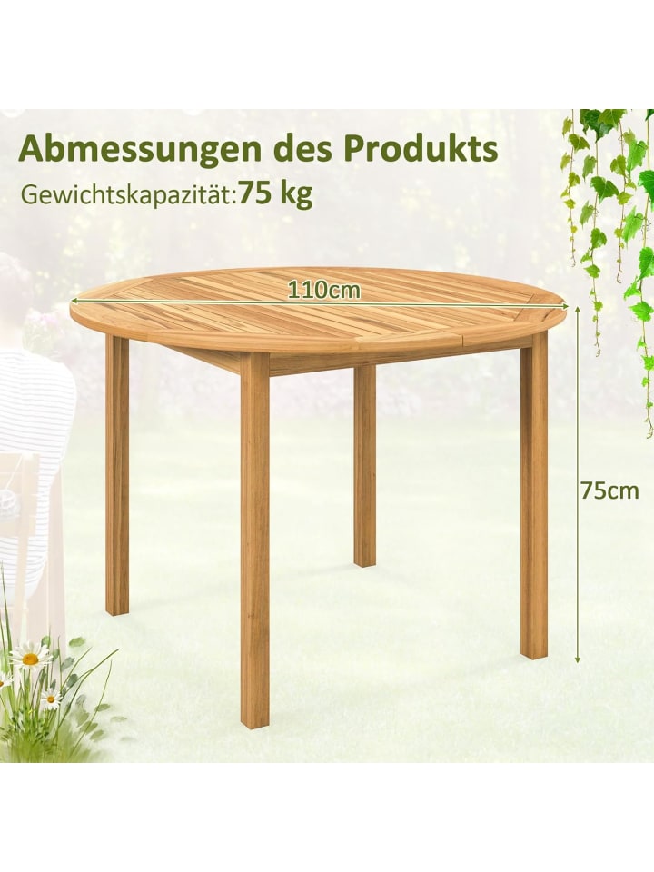 COSTWAY Gartentisch Akazienholz 110x75cm in Beige günstig kaufen onesize