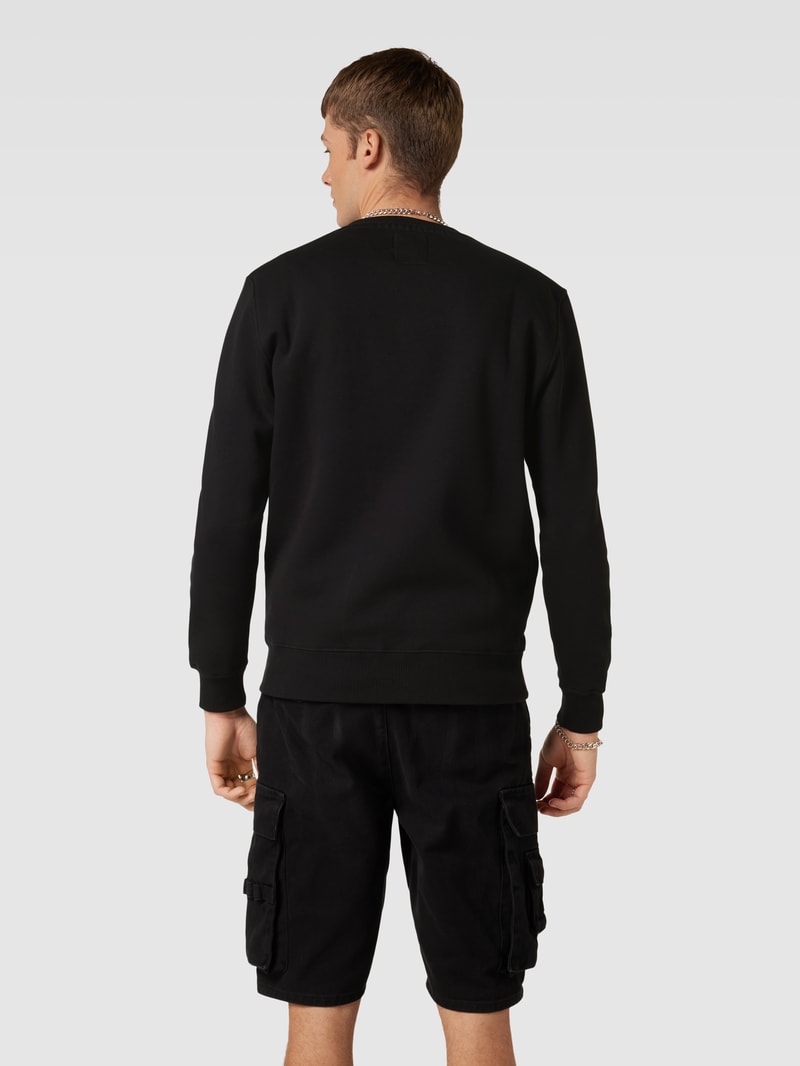 Sweatshirt mit Label-Print Modell 'BASIC' in schwarz