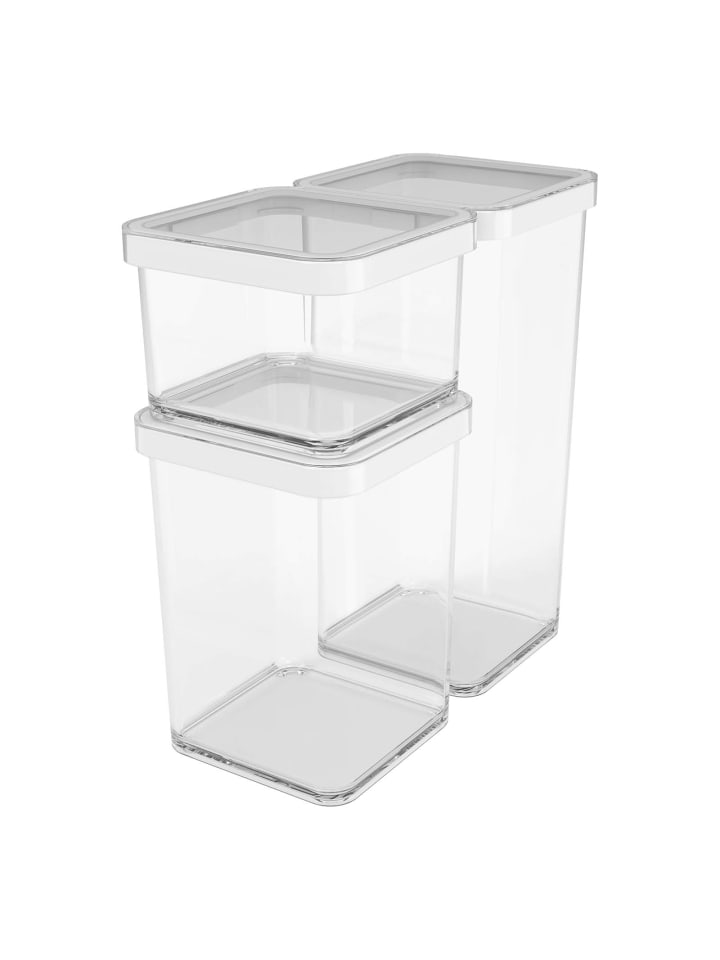 Rotho Loft 3er-Set Vorratsbehälter, Kunststoff  in Transparent / Weiß günstig kaufen onesize