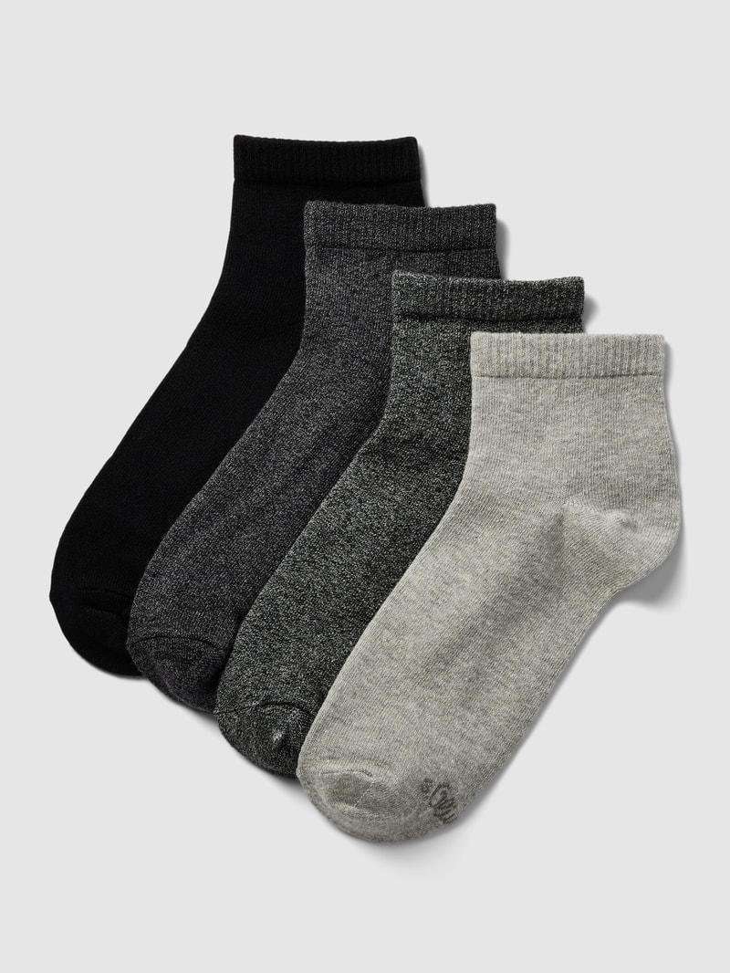 Socken mit Label-Detail im 4er-Pack Modell 'Quarter' in anthrazit meliert