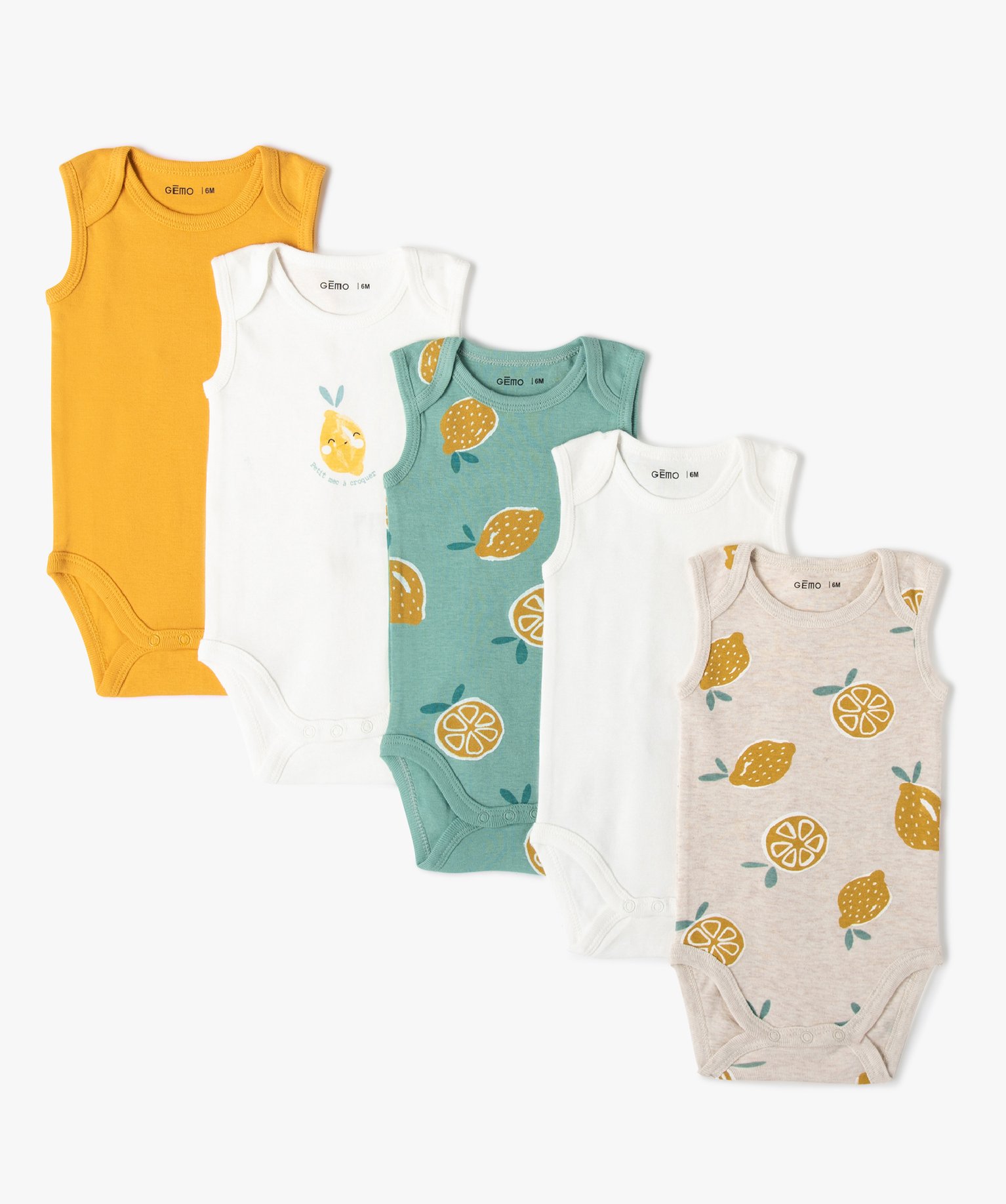 Body bébé sans manches encolure américaine (lot de 5) beige | GEMO