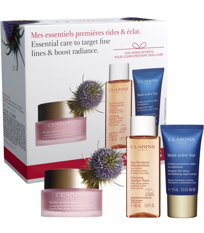 Clarins-COFFRET MULTI ACTIVE-Crème Peaux Normales à Sèches 50ml + 2 Produits