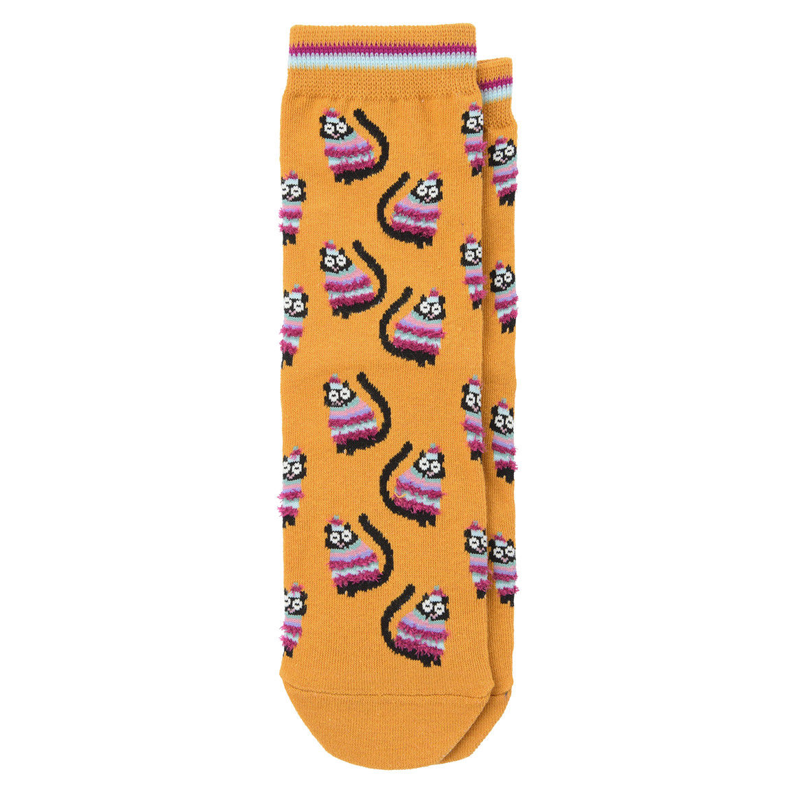 1 Paar Damen Socken mit Katzen-Motiv