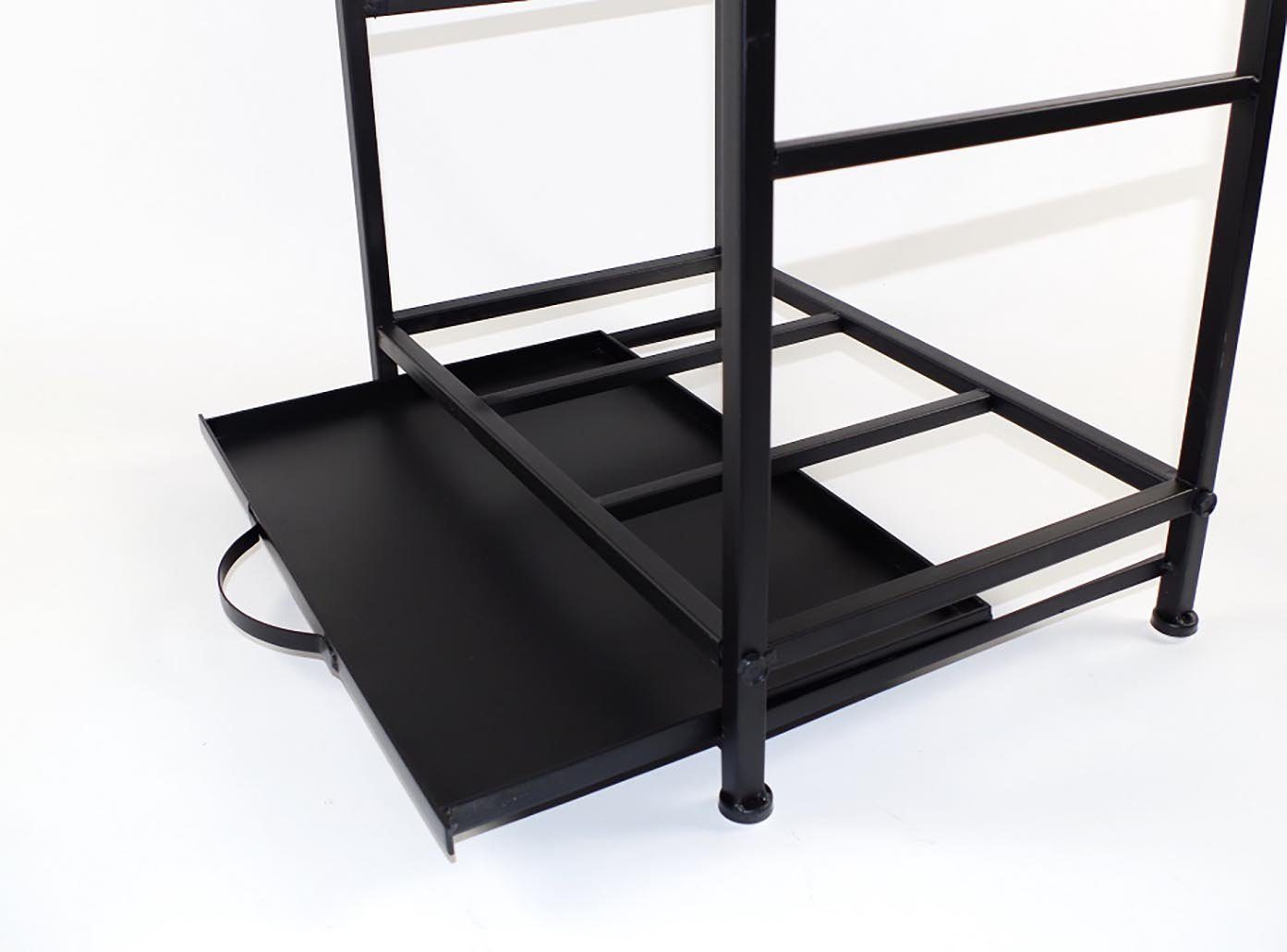 Kobolo Kaminholzregal Kaminholzständer aus Metall schwarz lackiert, BxTxH:50x32x80 cm