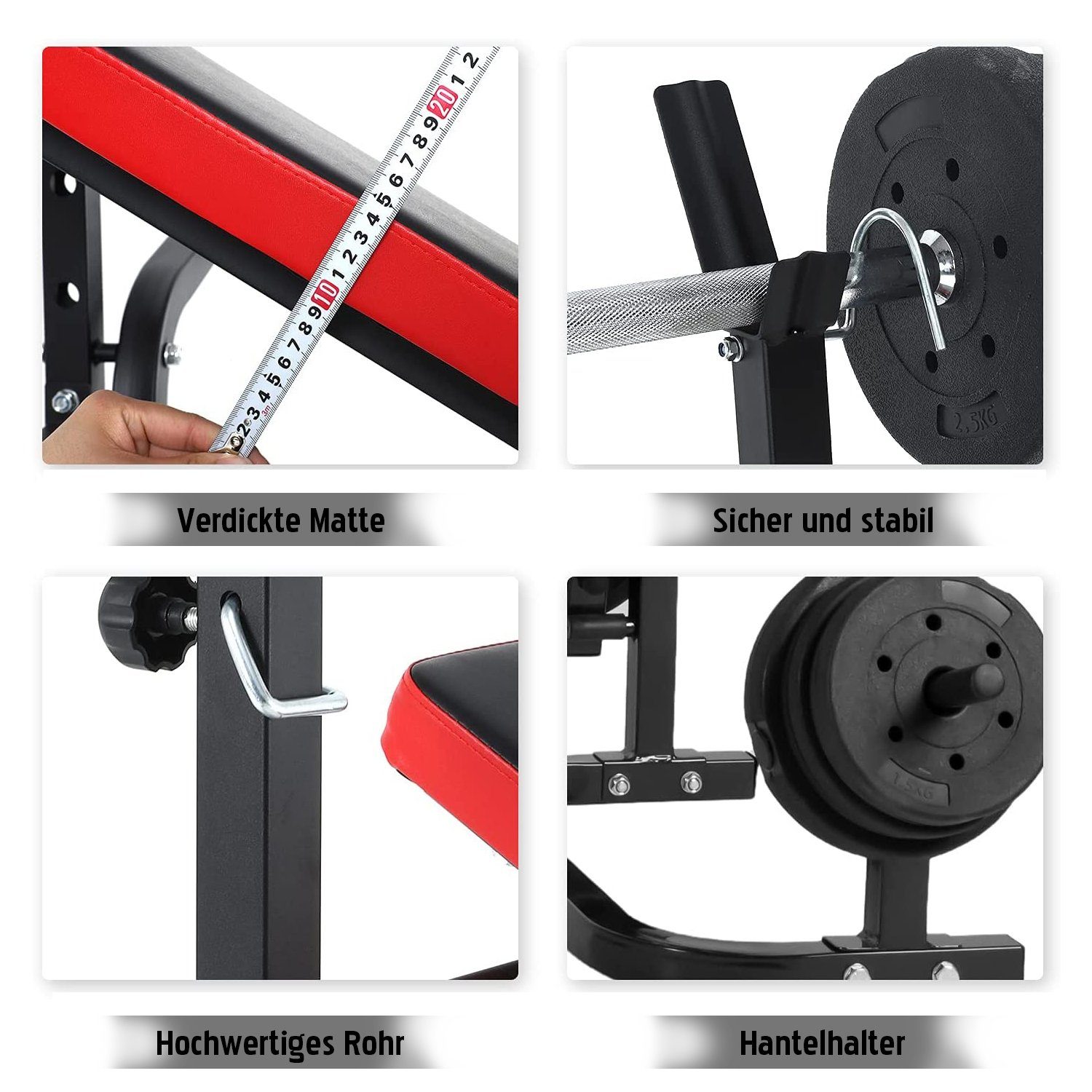ISE Hantelbank ISE Multifunktional Trainingsbank Hantelbank verstellbar Klappbar mit Beincurler Semi-Pro Haushalt Fitnessgeräter für Kniebeuge Bankdrücken Rumpfbeuge belastet 120kg SY-5430B