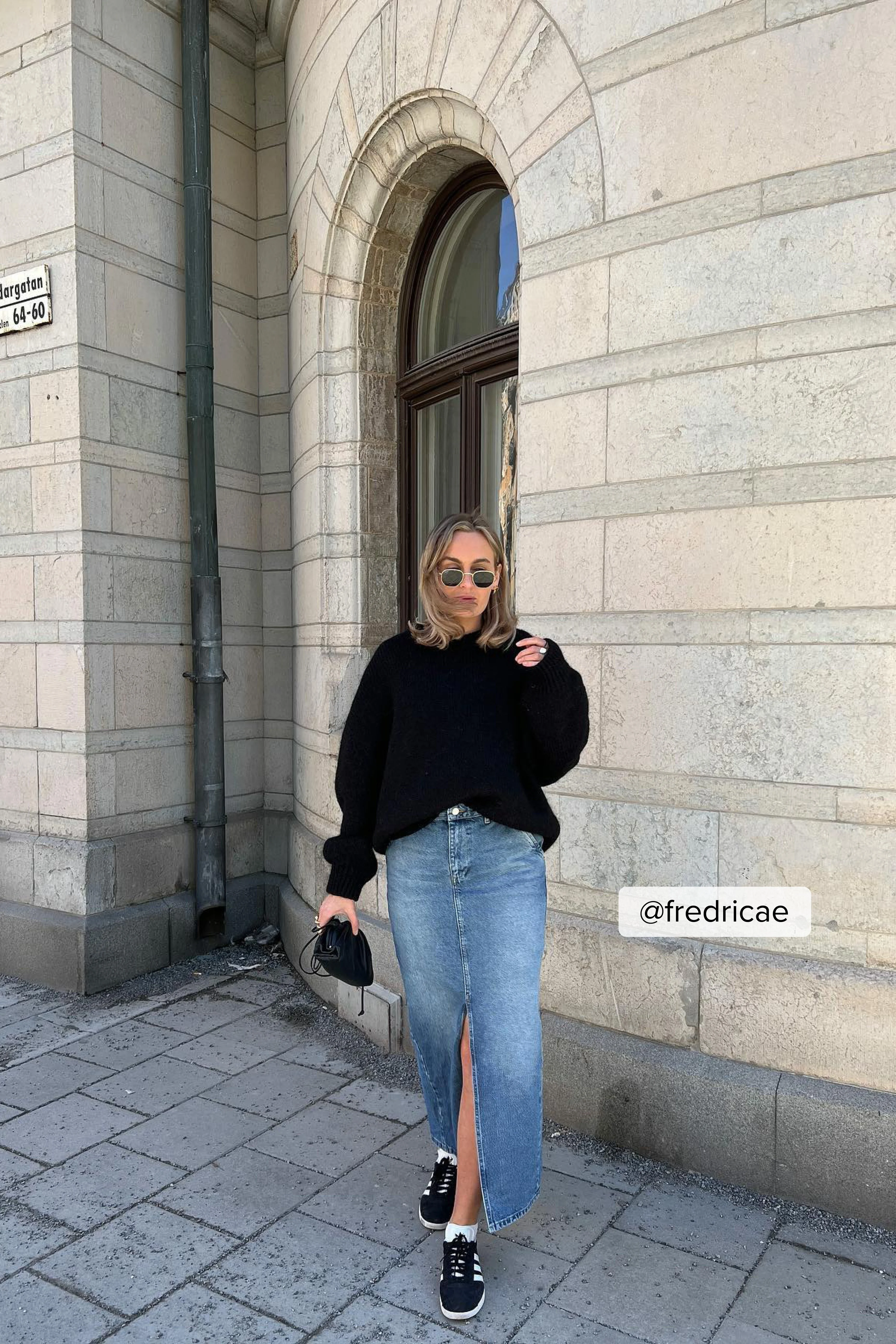 Jeans-Maxirock mit Schlitzdetail