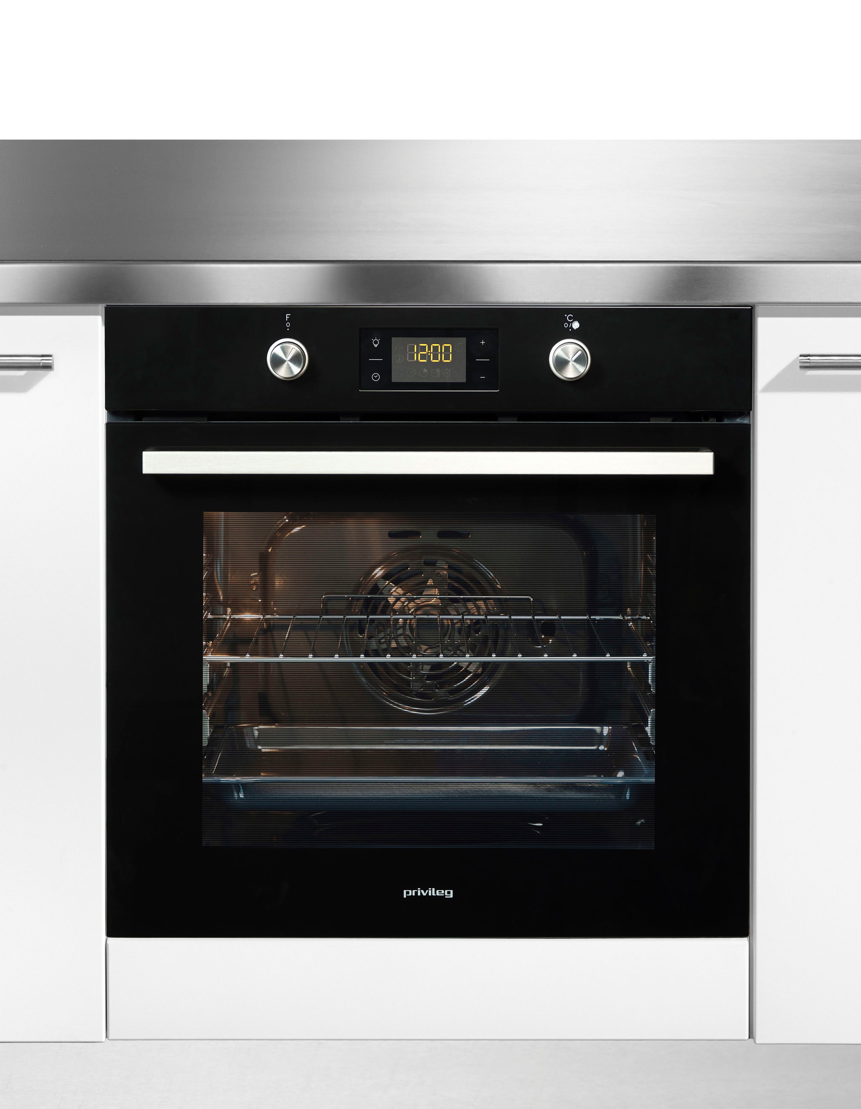 Privileg Backofen-Set BAKO Turn&Cook 450 BLACK, mit Teilauszug, Pyrolyse-Selbstreinigung