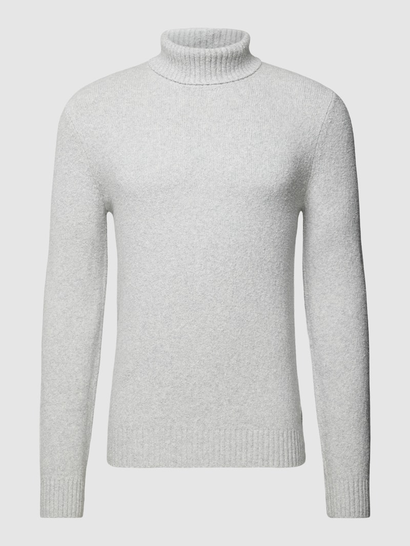 Rollkragenpullover in unifarbenem Design Modell 'Zino' in hellgrau