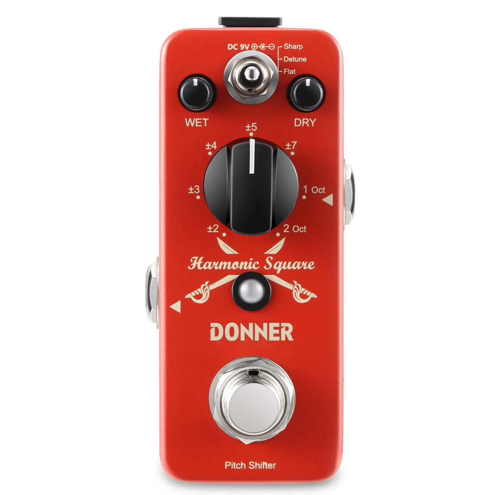 Donner E-Gitarre Oktav Gitarreneffektpedal Harmonic Square Digital Pedal, Ture Bypass, Pitch Shifter 7 Shift-Typen 3 Tonmodi Sharp Detune Flat