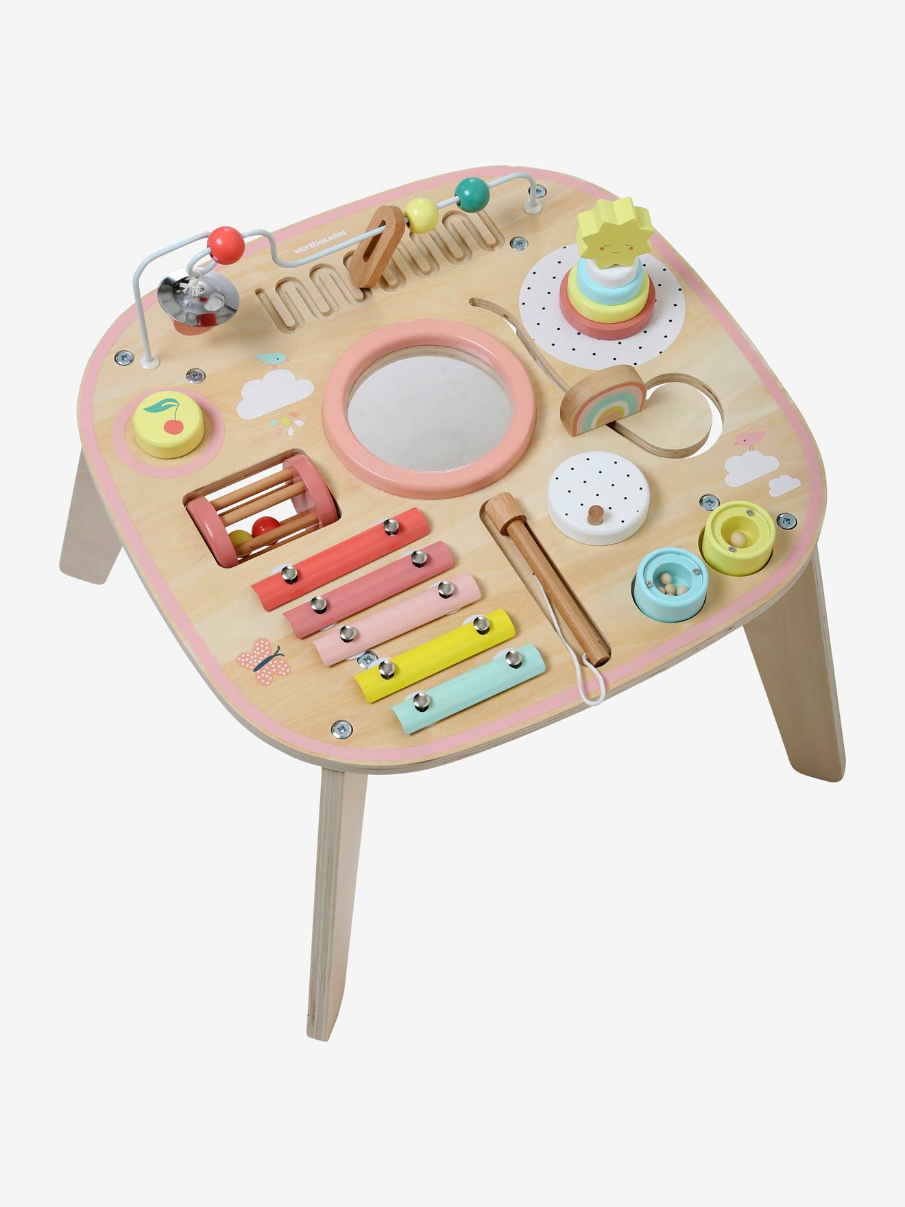 Table d'activités et d'éveil musical bois FSC® rose