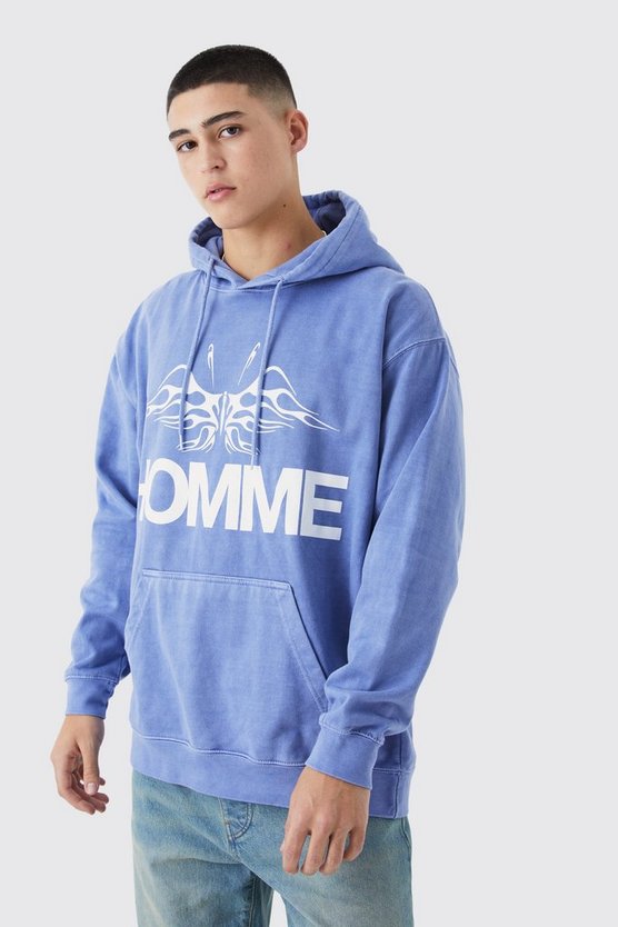 Oversize Hoodie mit Gothic Schmetterlings-Print
