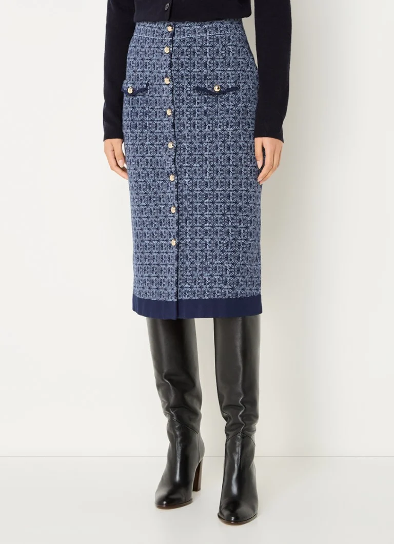 Claudie Pierlot  Fijngebreide midirok met ingebreid patroon