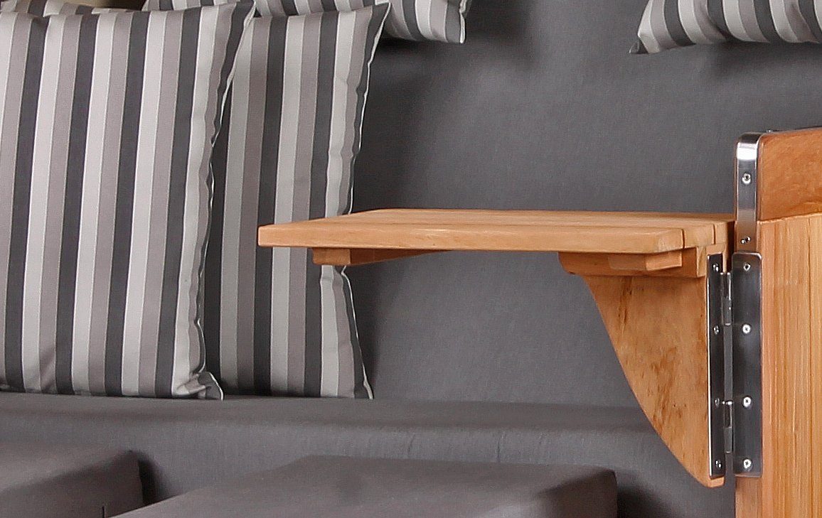 bene living Strandkorb Königssee 2,5-Sitzer Teak - PE shell - Modell 544, BxTxH: 142x95x170 cm, Volllieger ca. 175 Grad, Ostsee-Strandkorb, inkl. Liftersystem und Bullaugen