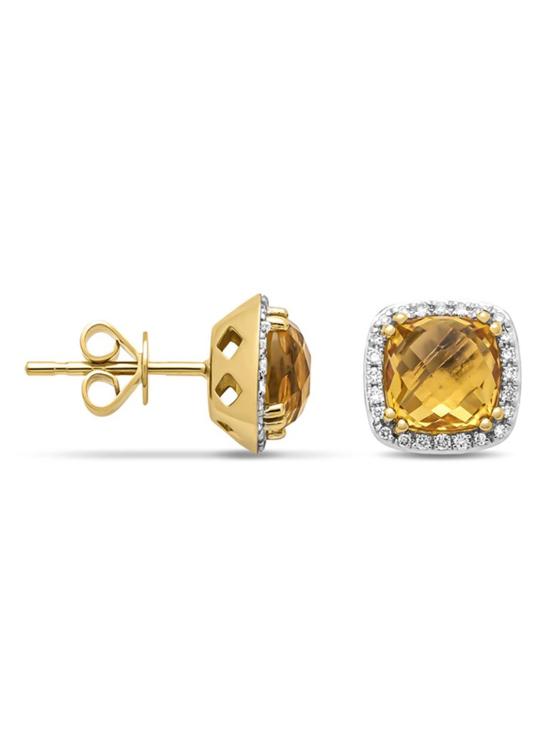 Cercei Fiesta Diamond Point din aur galben cu citrină de 3,32 ct