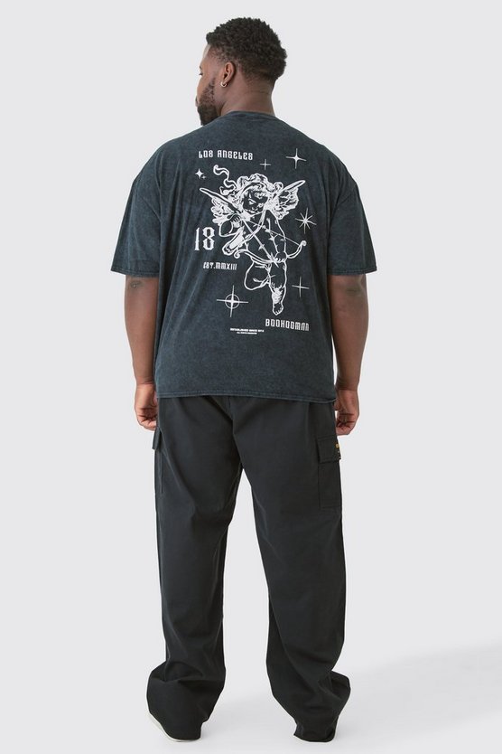 Plus lockere Twill Cargo-Hose mit elastischem Bund